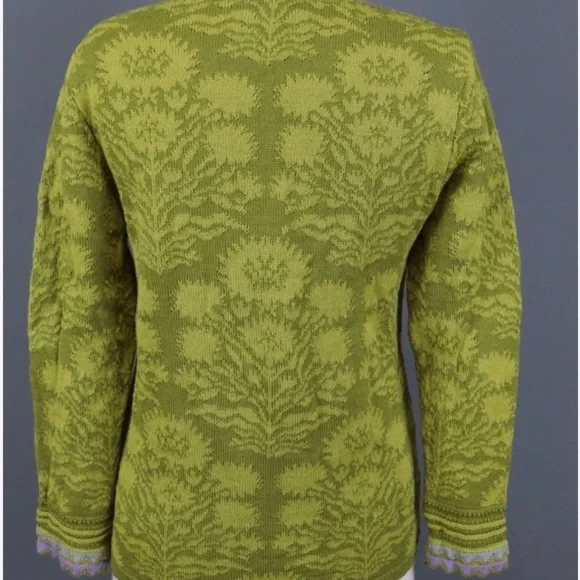Oleana Floral Knit Cardigan in Olive and Lavender